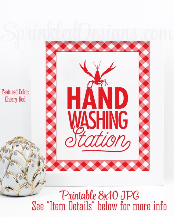 Crawfish Boil Decorations, Hand Washing Station Sign, Crawfish Decor, Graduation Crawfish Boil Decor, Printable Crawfish Boil Party Sign Il_570xn