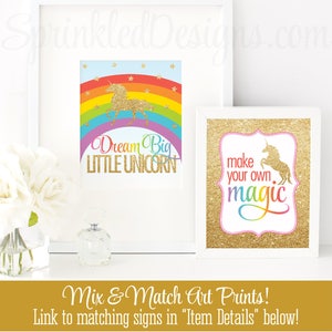 Dream Big Little Unicorn Sign Printable Unicorn Nursery Decor - Etsy