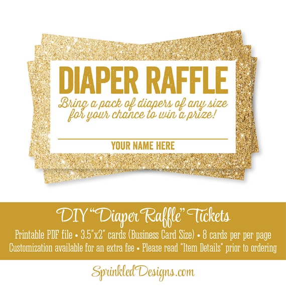 Printable Diaper Raffle Tickets Gold Glitter Baby Shower | Etsy