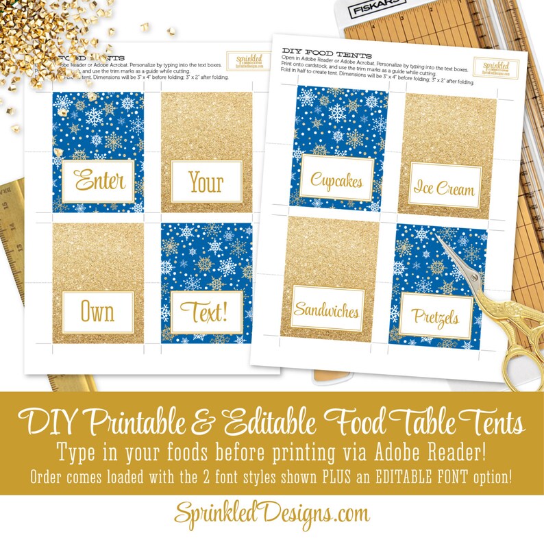 Winter Onederland Birthday Decorations Royal Blue Gold Glitter Printables Winter Onederland Boy First Birthday Party Decorations Party Set