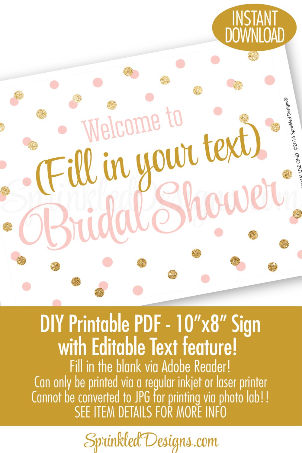 Bridal Shower Welcome Sign Printable 10x8 EDITABLE TEXT PDF | Etsy
