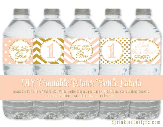 Printable Water Bottle Labels Drink Wraps Girl 1st First | Etsy