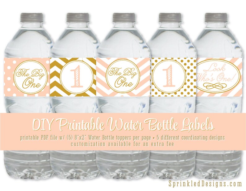 Printable Water Bottle Labels Drink Wraps Girl 1st First Etsy