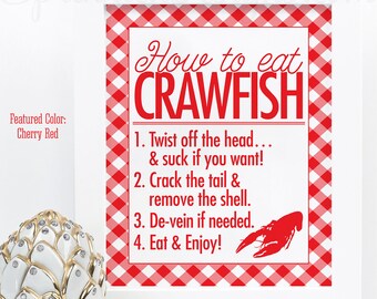 Crawfish Boil Decorations, How to Eat Crawfish Sign, Crawfish Decor, Graduation Crawfish Boil Decor, Printable Crawfish Boil Party Sign