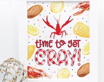 Crawfish Boil Decorations, Time to Get Cray Crawfish Boil Sign, Kids Birthday Crawfish Boil Decor, Printable Crawfish Boil Party Sign