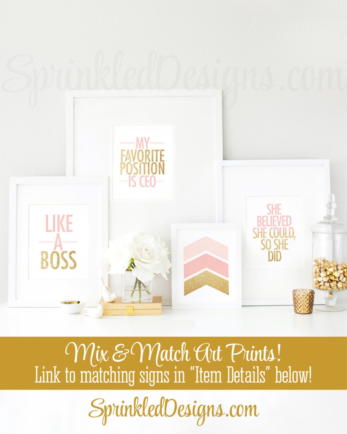 Like A Boss Printable 8x10 Sign Gold Glitter Blush Pink | Etsy
