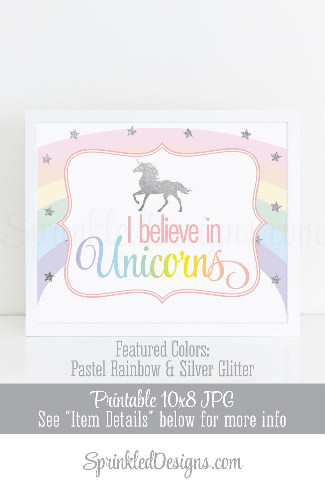I Believe in Unicorns Printable Sign Rainbow Unicorn Birthday - Etsy