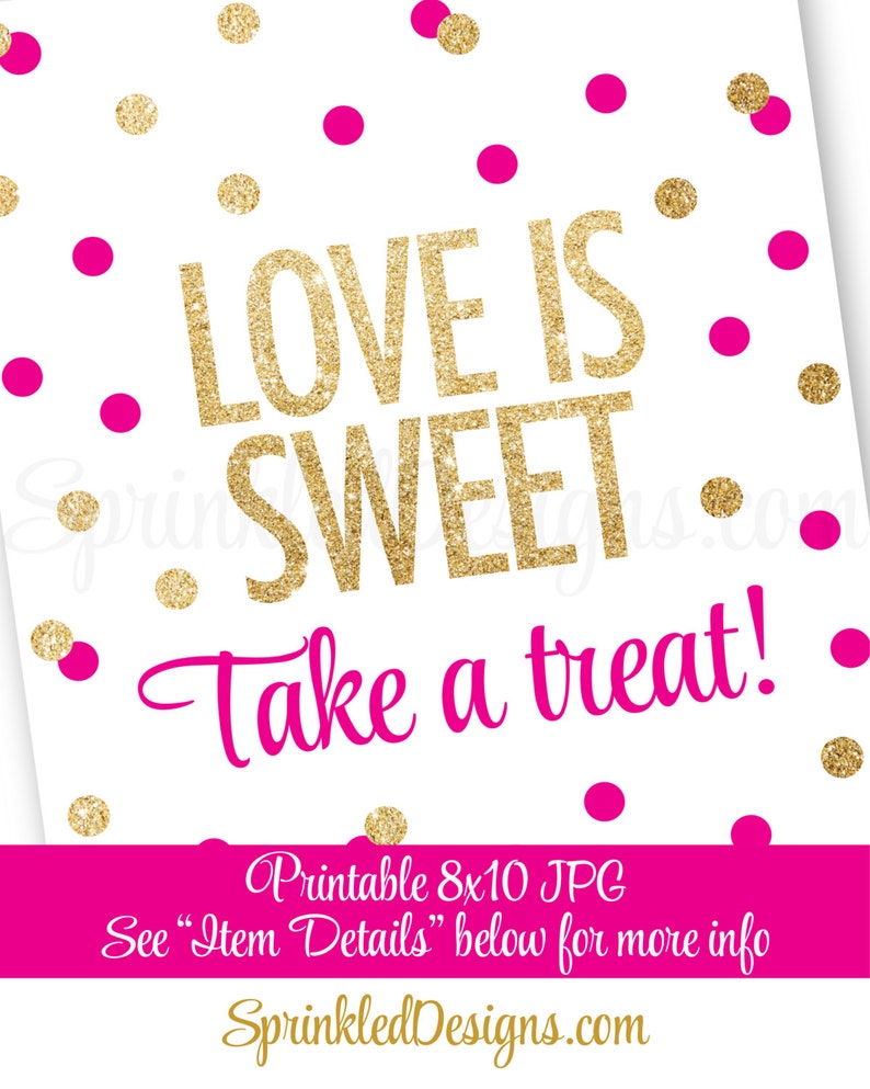 Love is Sweet Take A Treat Party Favor Sign Printable Bridal | Etsy