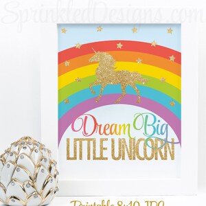 Dream Big Little Unicorn Sign Printable Unicorn Nursery Decor - Etsy