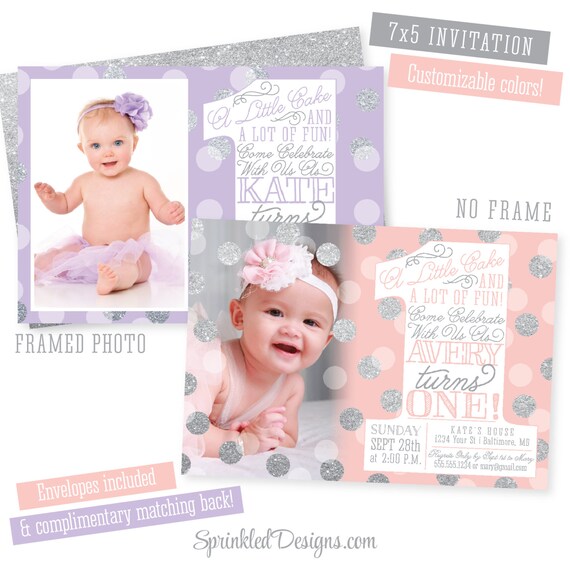 girls first birthday invitations photo card 1st birthday photocard invitations
