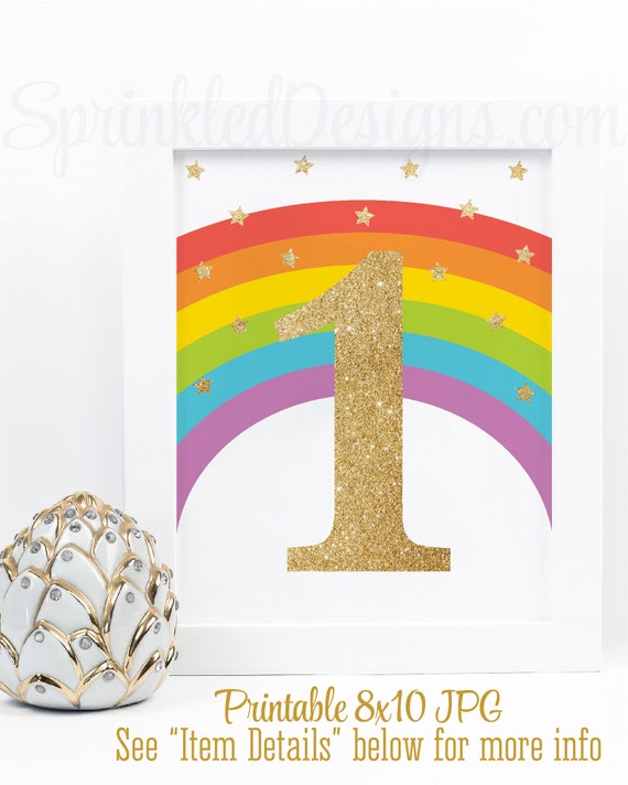 printable rainbow unicorn first birthday party decorations unicorn 1st