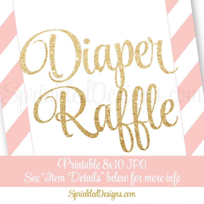 printable diaper raffle tickets sign for girl baby shower etsy