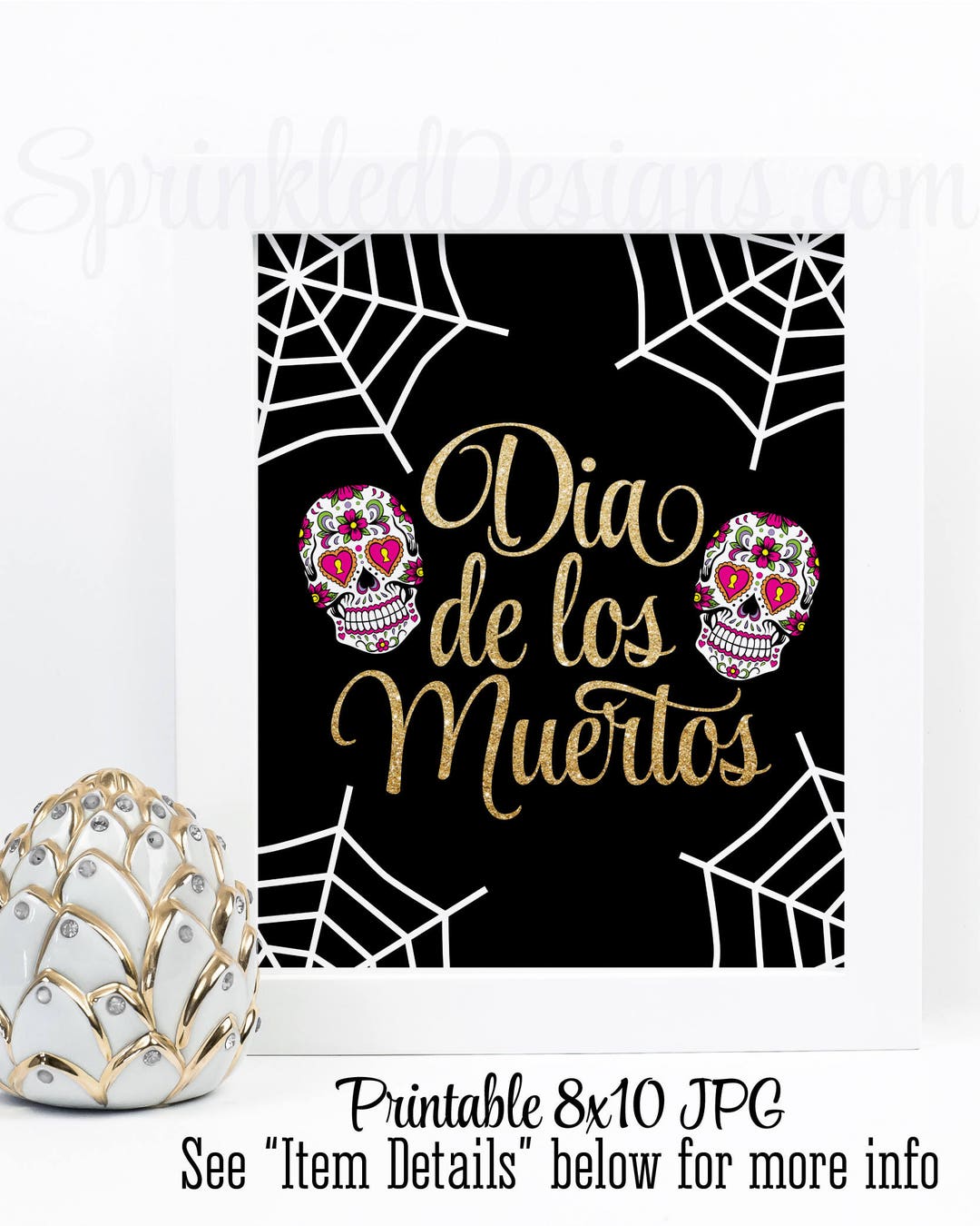 Dia De Los Muertos Decor, Day of the Dead Printable Sign, Sugar Skulls ...