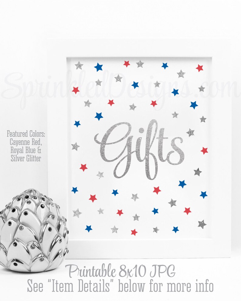 Gifts Sign 4th Of July Party Decorations Red White Royal Etsy