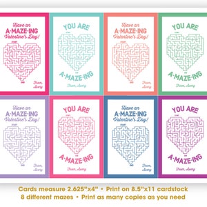 Heart Maze Valentines Cards You're Amazing Non Candy Valentines Classroom Valentines for School Classmates Students Teachers Corjl image 4