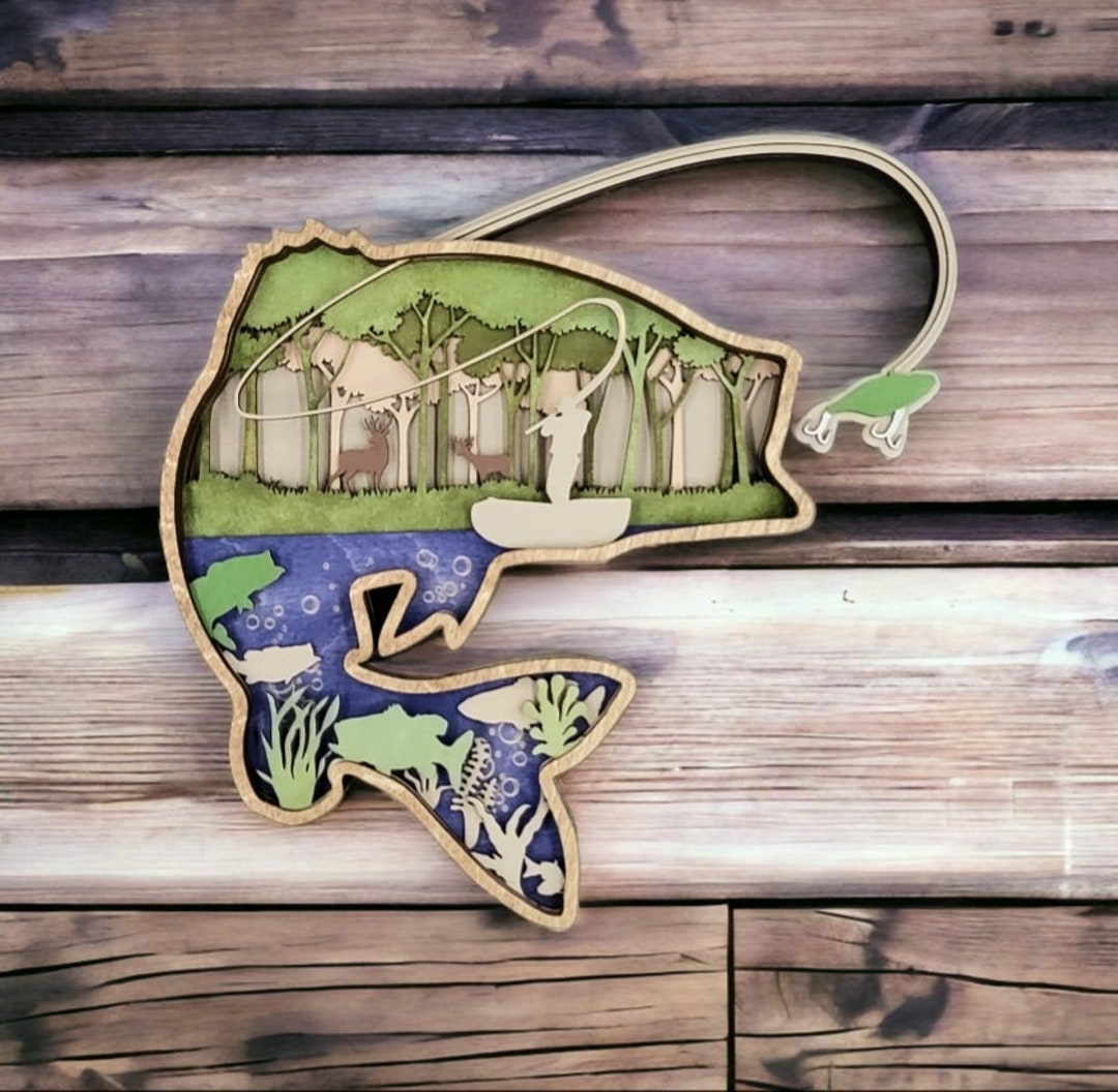 Largemouth Bass Fish Decoration for Christmas Gift, Fisherman's Cabin ...