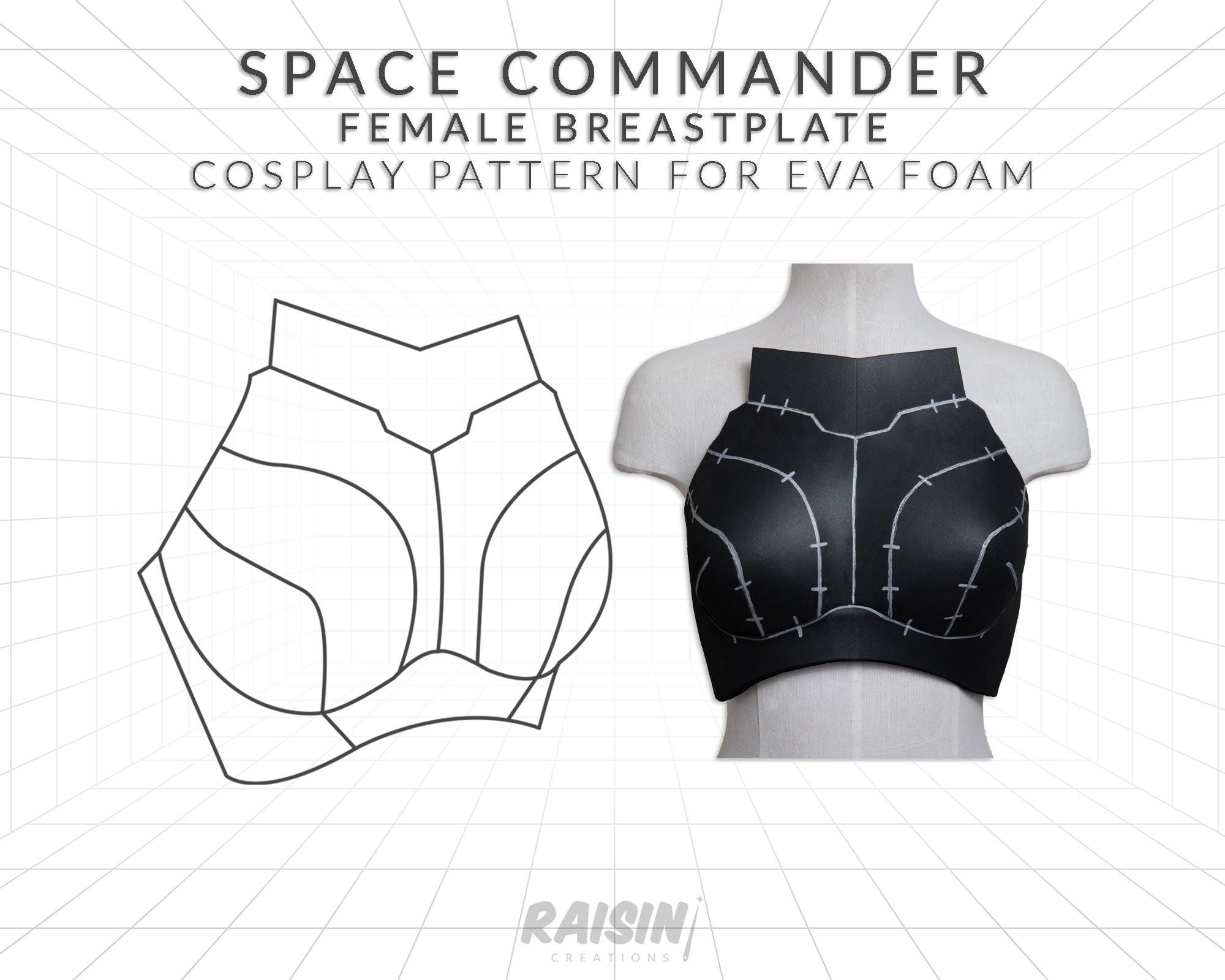 Space Commander Female Breastplate Cosplay Pattern for EVA Foam Scifi Mass Effect Femshep Shepard N7 Armor Inspired - Etsy female-armor-no-2-diy-printable-eva-helmet-pattern-for-cosplay-scalable-pdf-template-free-help-book-etsy