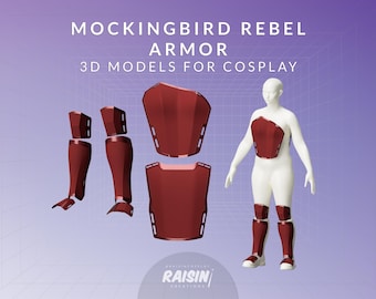 Mockingbird Rebel Rustning STL 3D-modeller för Cosplay (Oklippt) | Mockingjay Katniss Inspirerad
