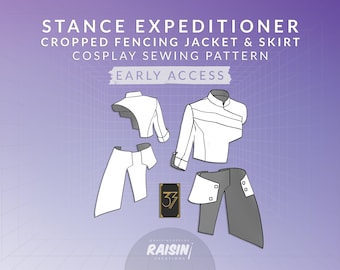 Stance Expeditioner Cropped Fencing Jacket + Skirt Cosplay Sewing Pattern Sizes 2-14