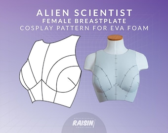 Alien Scientist Female Breastplate Cosplay Armor Pattern Templates for EVA Foam | SciFi Fantasy Hero Inspired