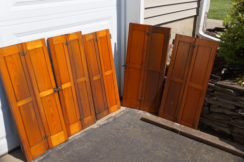 Antique Solid Wooden Interior Window Shutters Etsy