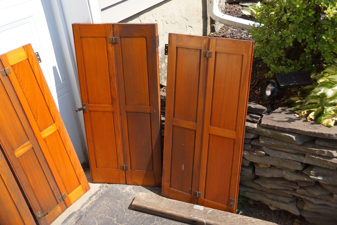 Antique Solid Wooden Interior Window Shutters Etsy