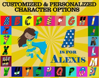 Girls Personalized Superhero Placemat Multiple Characters-The Perfect Kids Gift for any Occasion-Custom Kids Place mat 10x16 Inches.