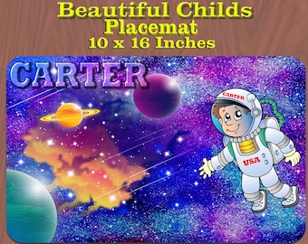 Personalized Childs Space Placemat.  Perfect Gift for any Occasion. 10x16 inches.