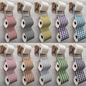 Checked Gingham Toilet Paper Holder (10 Colors Available)