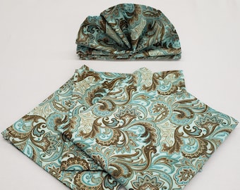 Brown & Teal Paisley Cloth Napkins