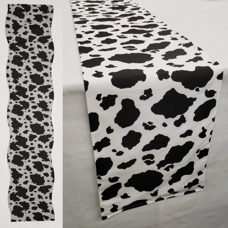 Cow print table runner etsy