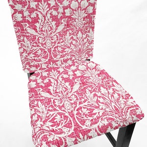 Pink Floral Damask Dining Room Chair Back Covers or Seat Covers