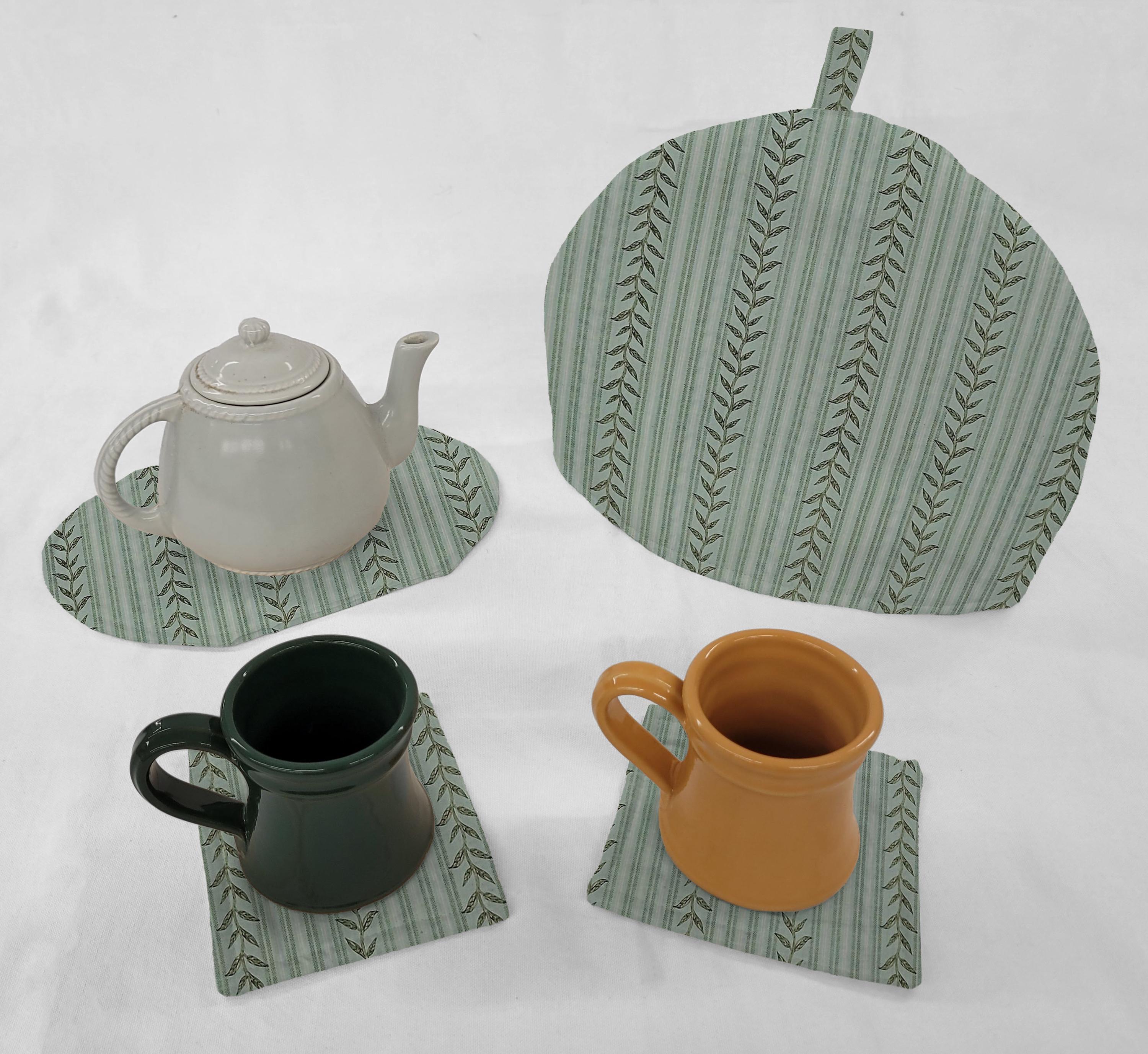 ARTS&SCIENCE ティーコーゼ、コースターセット Striped Vines Tea Pot Cozy & Coaster Set - Etsy