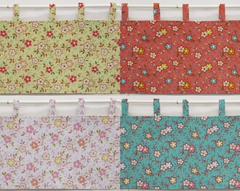 Spring Flowers Tab Top Valances or Curtains (4 Colors Available)