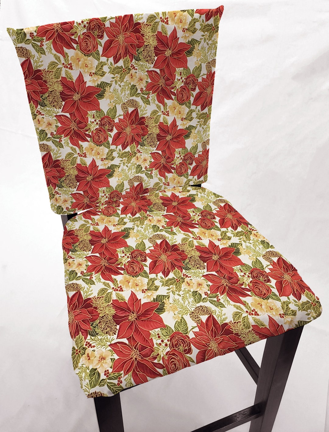 Christmas Poinsettia Dining Room Chair Back Covers or Seat Covers Etsy