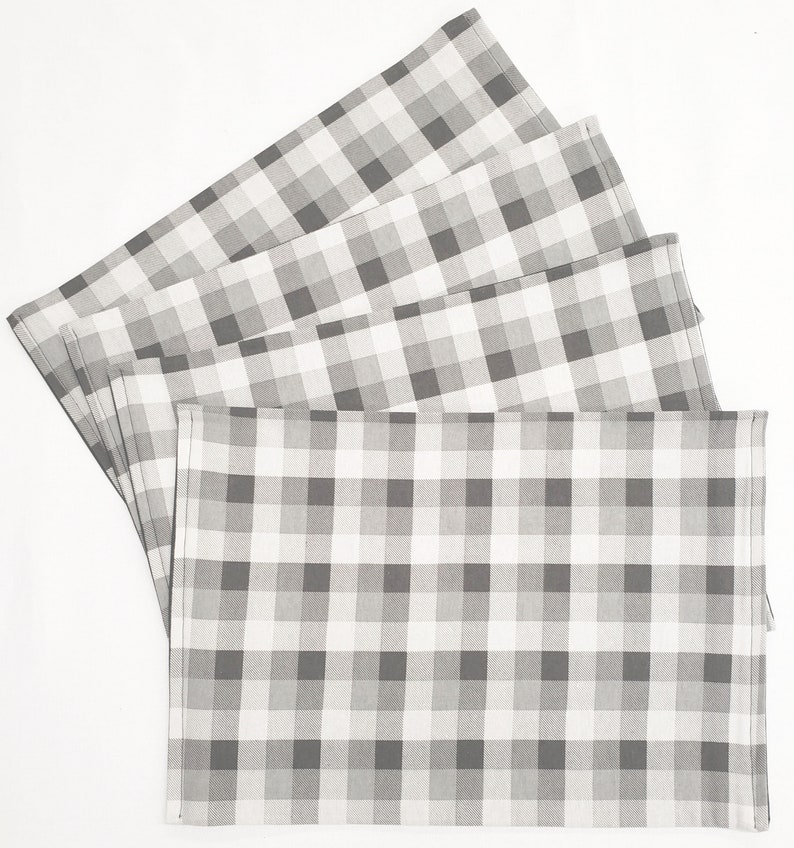 White & Gray Buffalo Checked Placemats Etsy