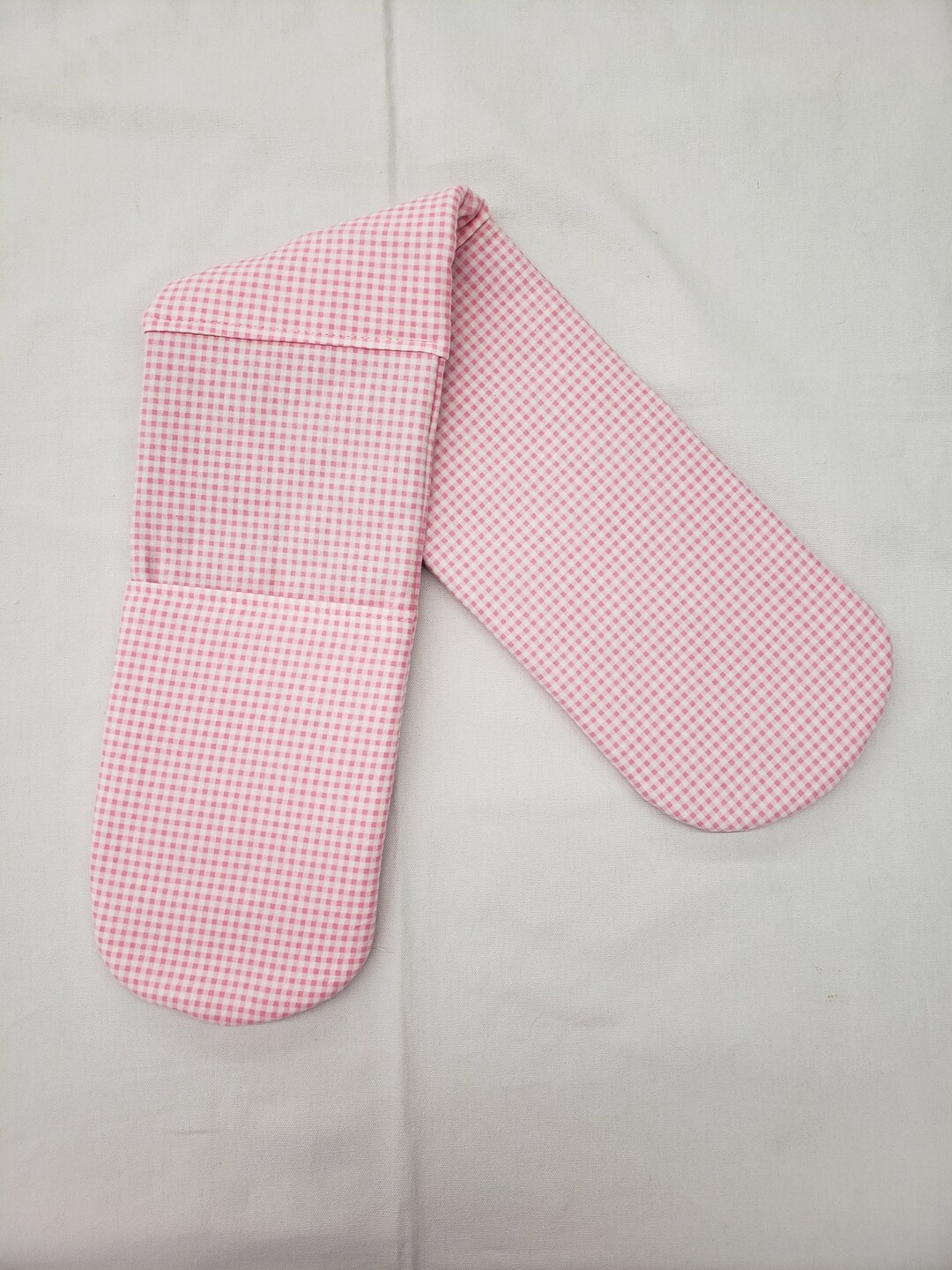 Pink Checked Double Oven Mitt Etsy UK