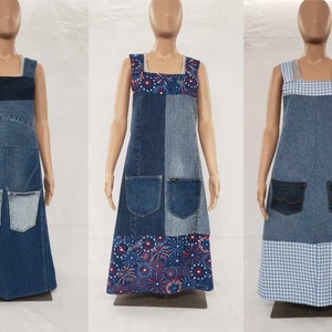 Upcycled Denim Cross Back Apron