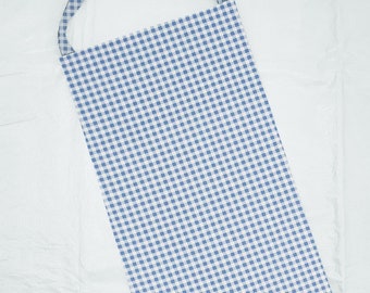 Light Blue & White Checked Gingham Plastic Grocery Shopping 