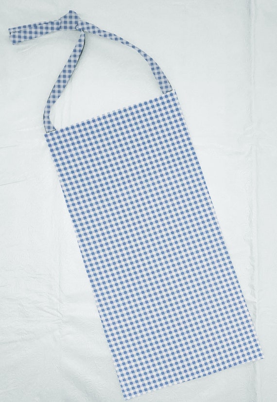 Light Blue & White Checked Gingham Plastic Grocery Shopping 