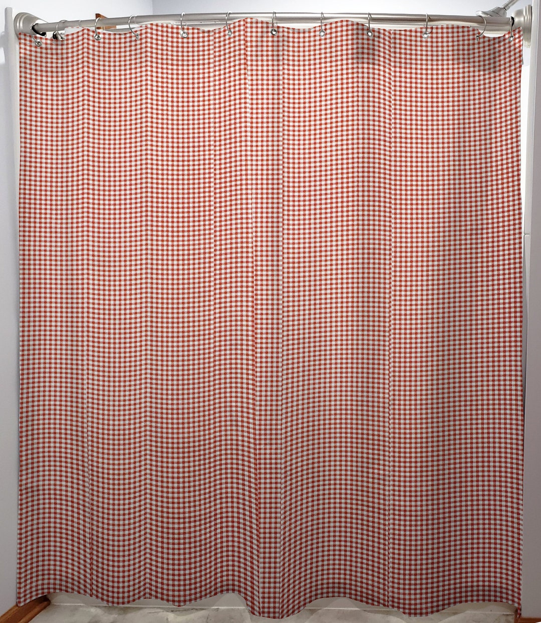 Red & White Checked Gingham Shower Curtain Etsy