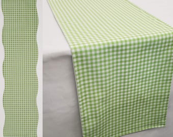 Green & White Checked Gingham Table Runner