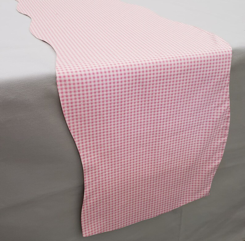 Pink & White Checked Gingham Table Runner Etsy