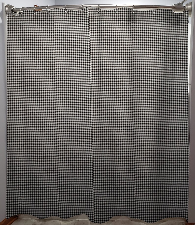 Black & White Checked Gingham Shower Curtain Etsy