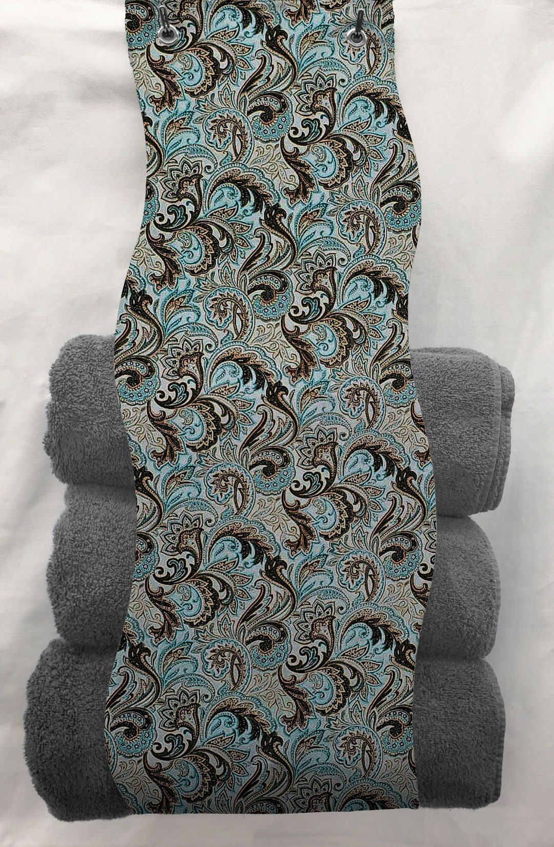 Brown & Teal Paisley Bath Towel Holder Etsy