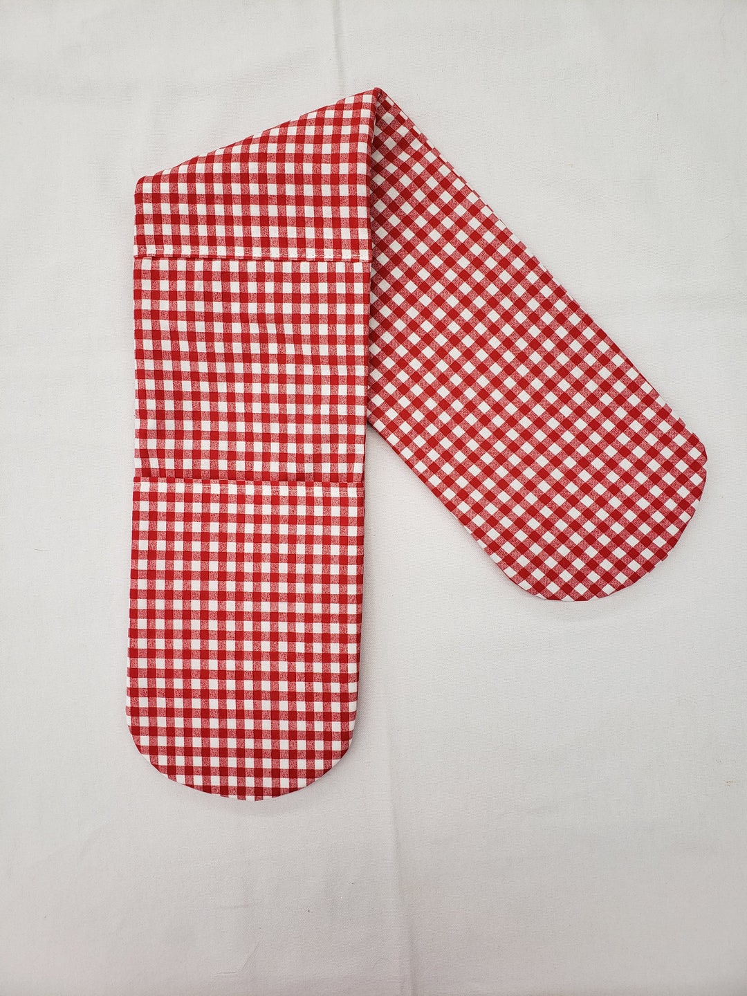 Red & White Checked Double Oven Mitt Etsy
