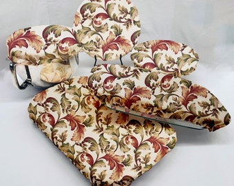 Autumn Fall Floral Leaves Reusable Fabric Bowl & Casserole Pan Covers (3 Options)