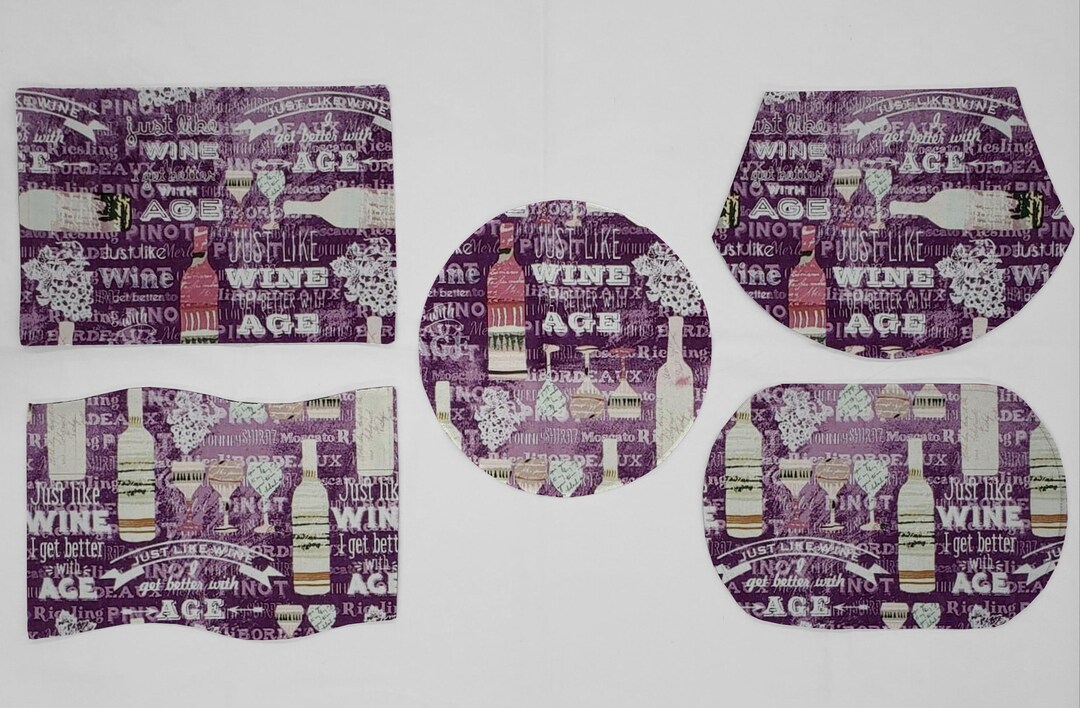 Quilted Purple Wine Placemats (5 Shapes and 2 Colors Available) - Etsy