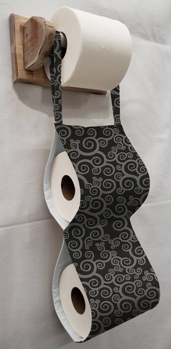 Portarrollos de papel higiénico negro y gris con diseño de damasco