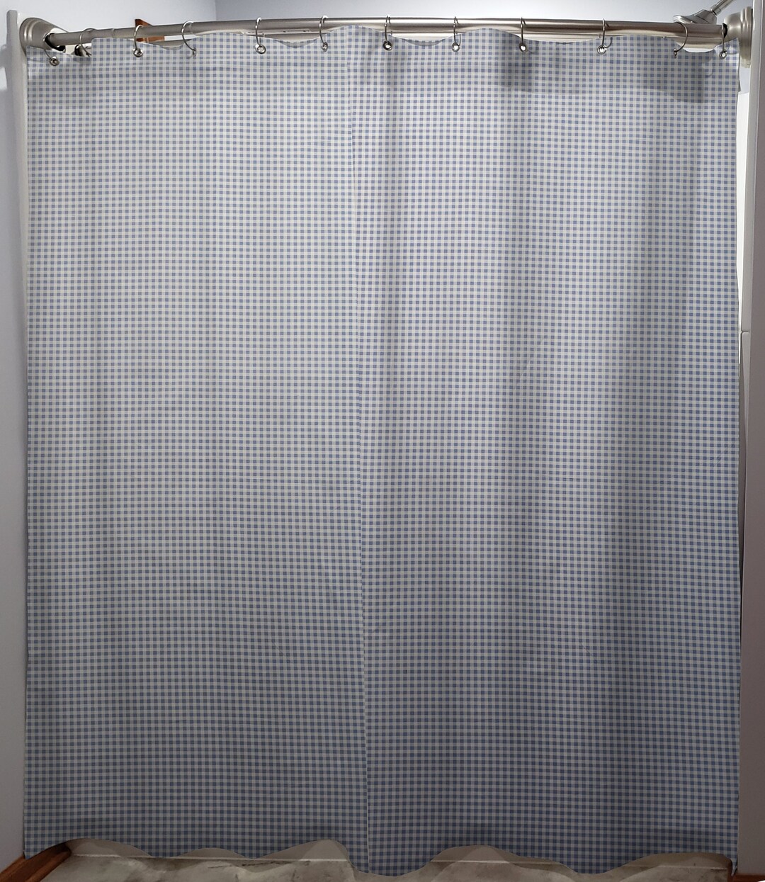 Light Blue & White Checked Gingham Shower Curtain Etsy